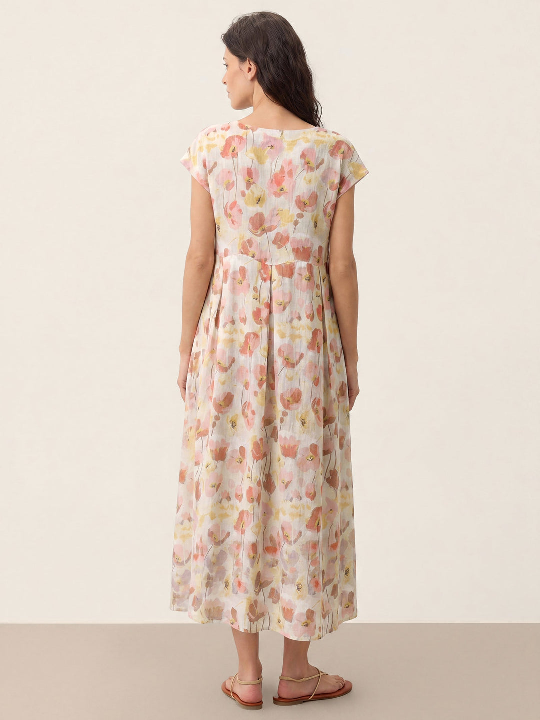 Harriet - 100% Linen Carnation Print Maxi Dress
