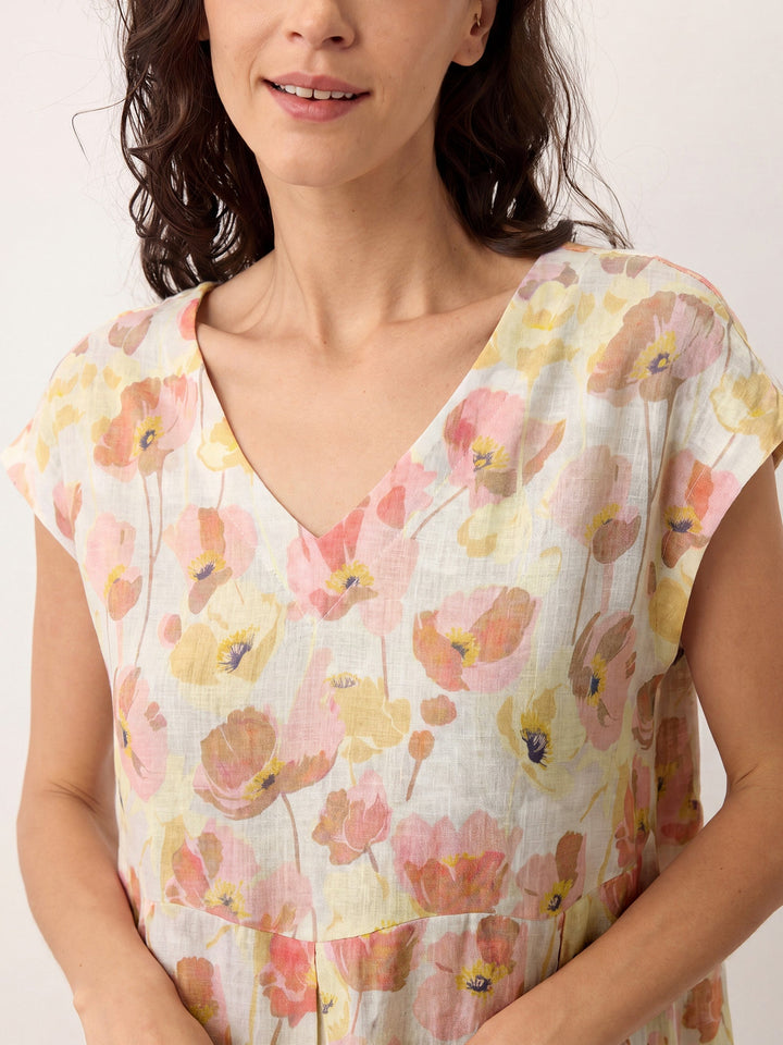 Harriet - 100% Linen Carnation Print Maxi Dress