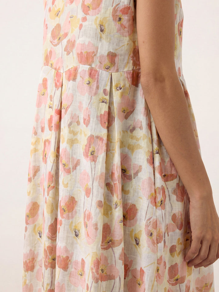 Harriet - 100% Linen Carnation Print Maxi Dress