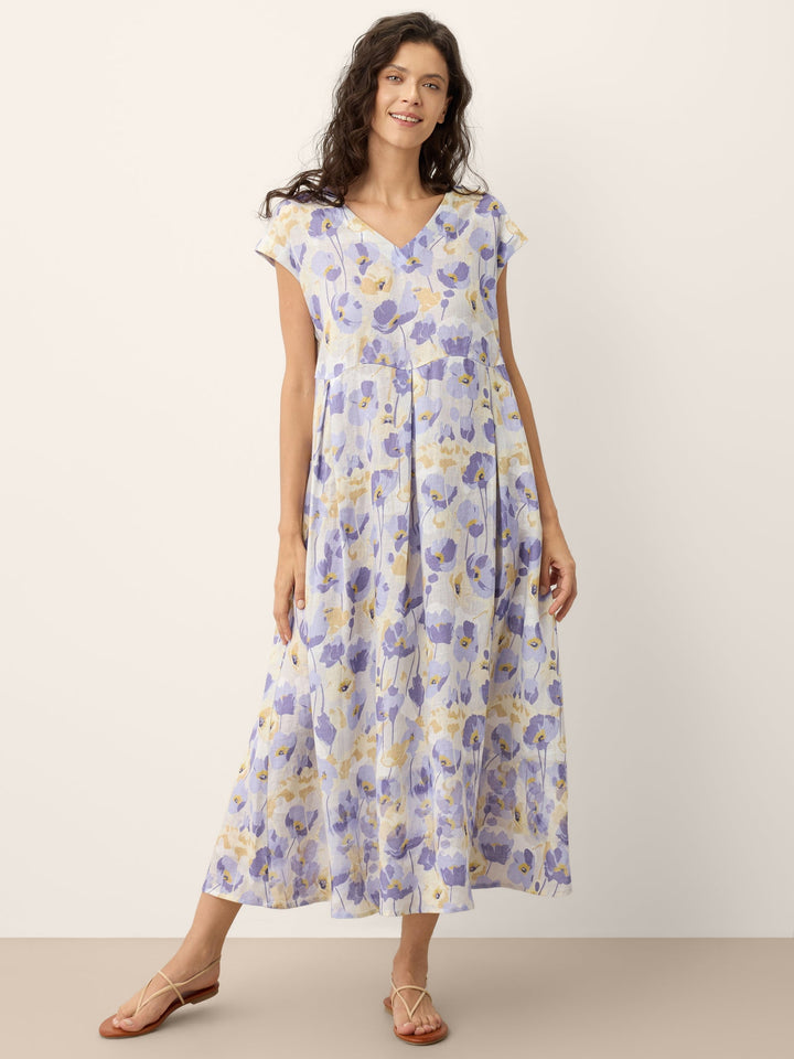 Harriet - 100% Linen Carnation Print Maxi Dress