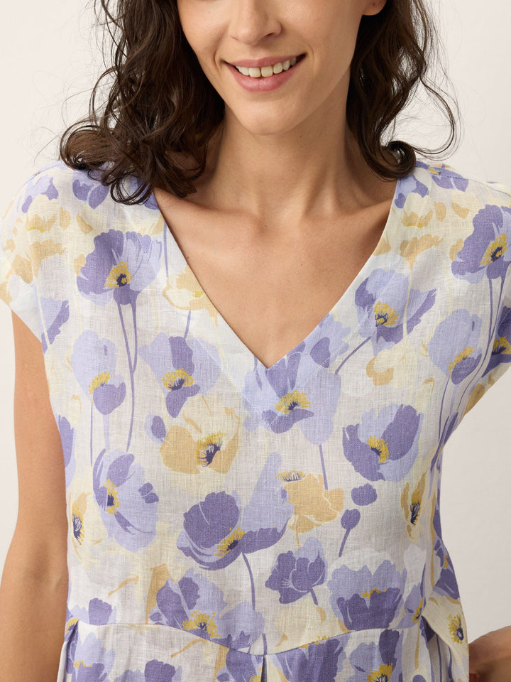 Harriet - 100% Linen Carnation Print Maxi Dress