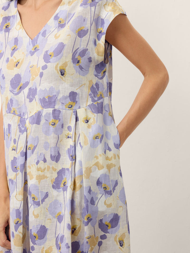 Harriet - 100% Linen Carnation Print Maxi Dress