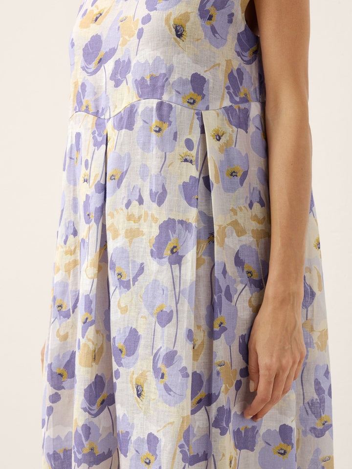 Harriet - 100% Linen Carnation Print Maxi Dress