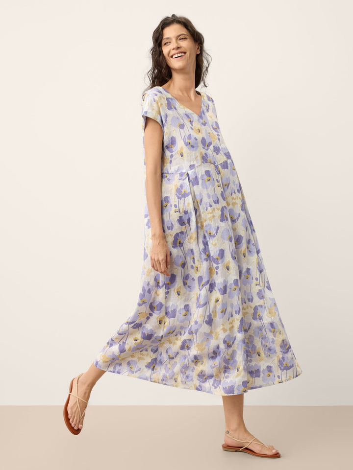 Harriet - 100% Linen Carnation Print Maxi Dress