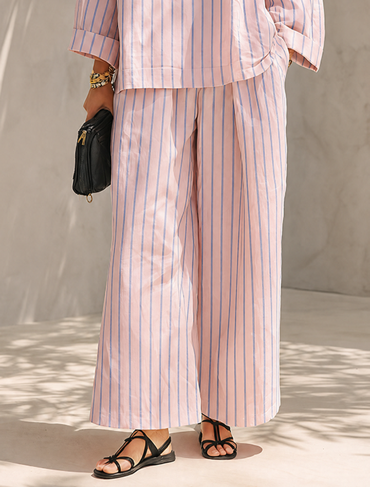 Women's Minimalist Half-Zip Long-Sleeve Top & Wide-Leg Pants Set MDZ0962G3ZRK