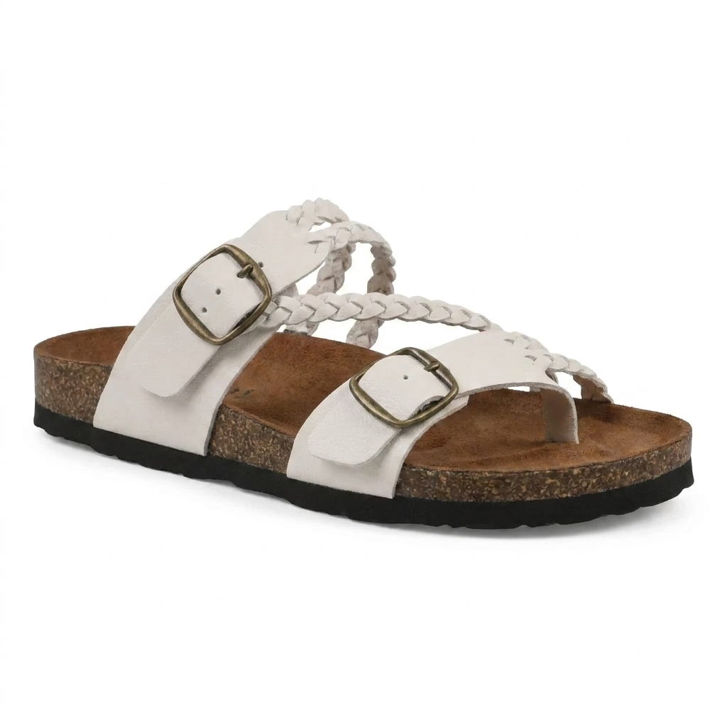 Hayleigh Braided Cork Orthopaedic Sandals – Double Buckles