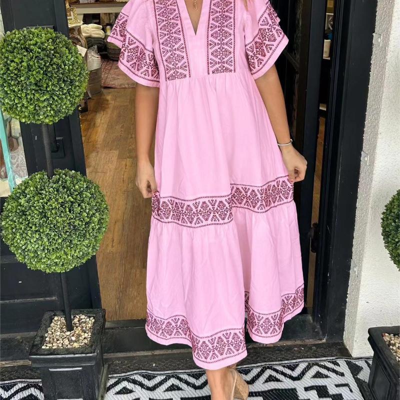 Aria | Boho Embroidered Maxi Dress