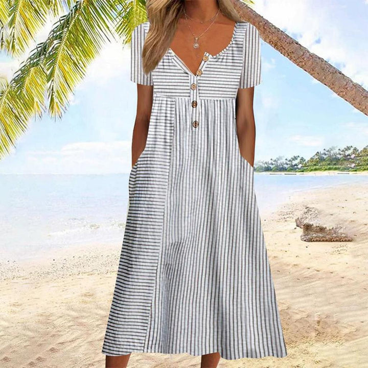 Danielle | Printed Pocket Cardigan Buttoned Maxi Dress
