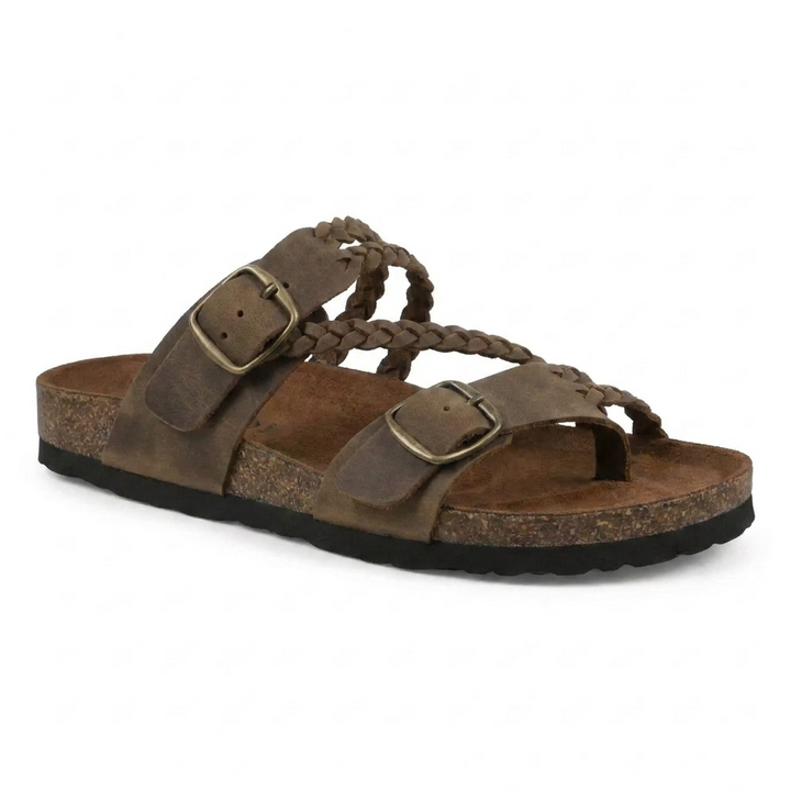 Hayleigh Braided Cork Orthopaedic Sandals – Double Buckles