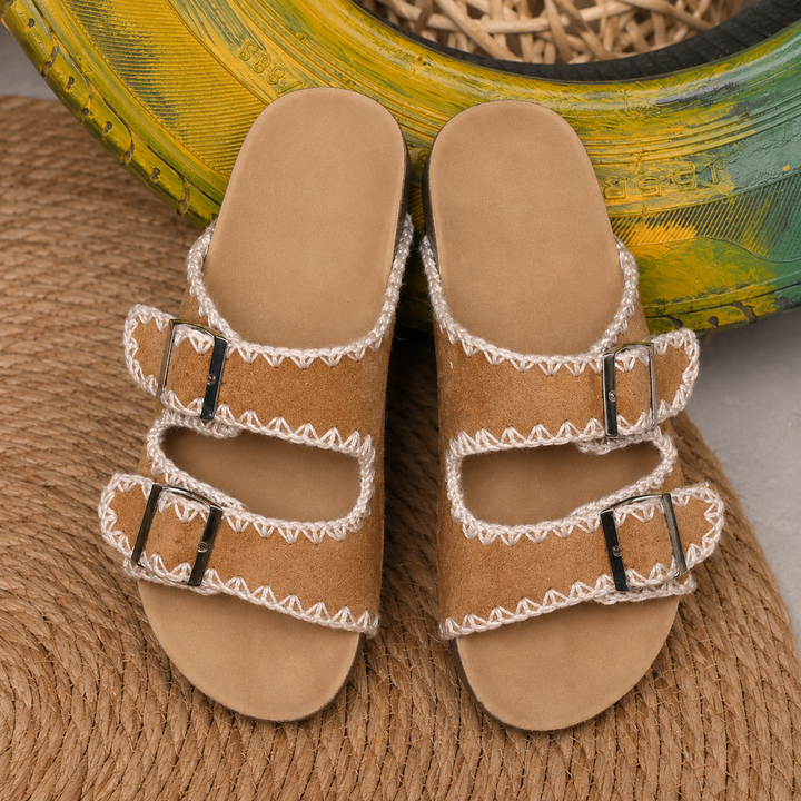 Taz - Handmade-Style Double-Buckle Orthopaedic Slides