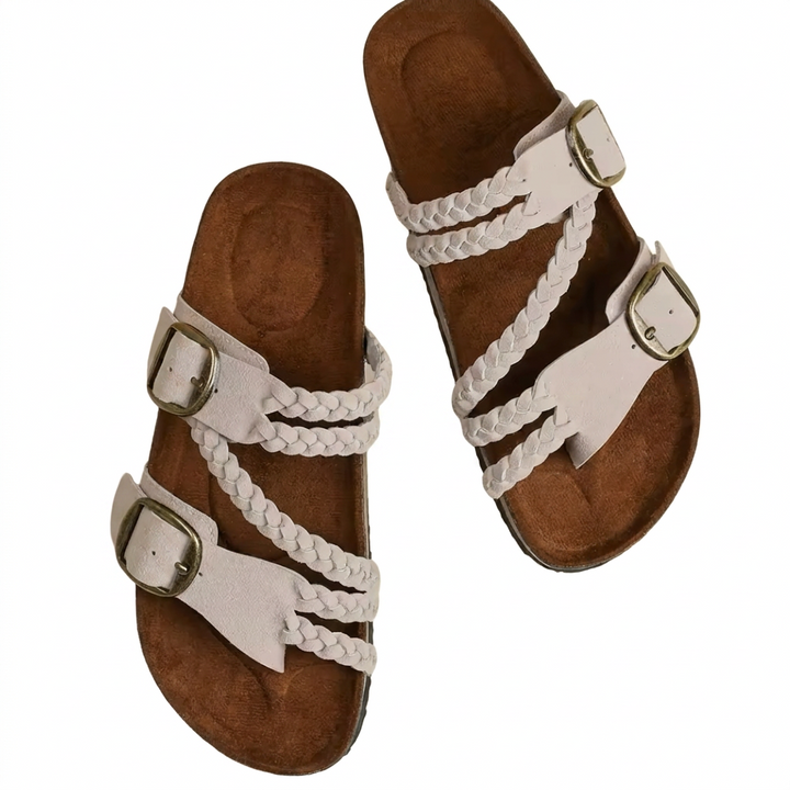 Hayleigh Braided Cork Orthopaedic Sandals – Double Buckles
