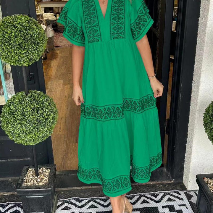 Aria | Boho Embroidered Maxi Dress