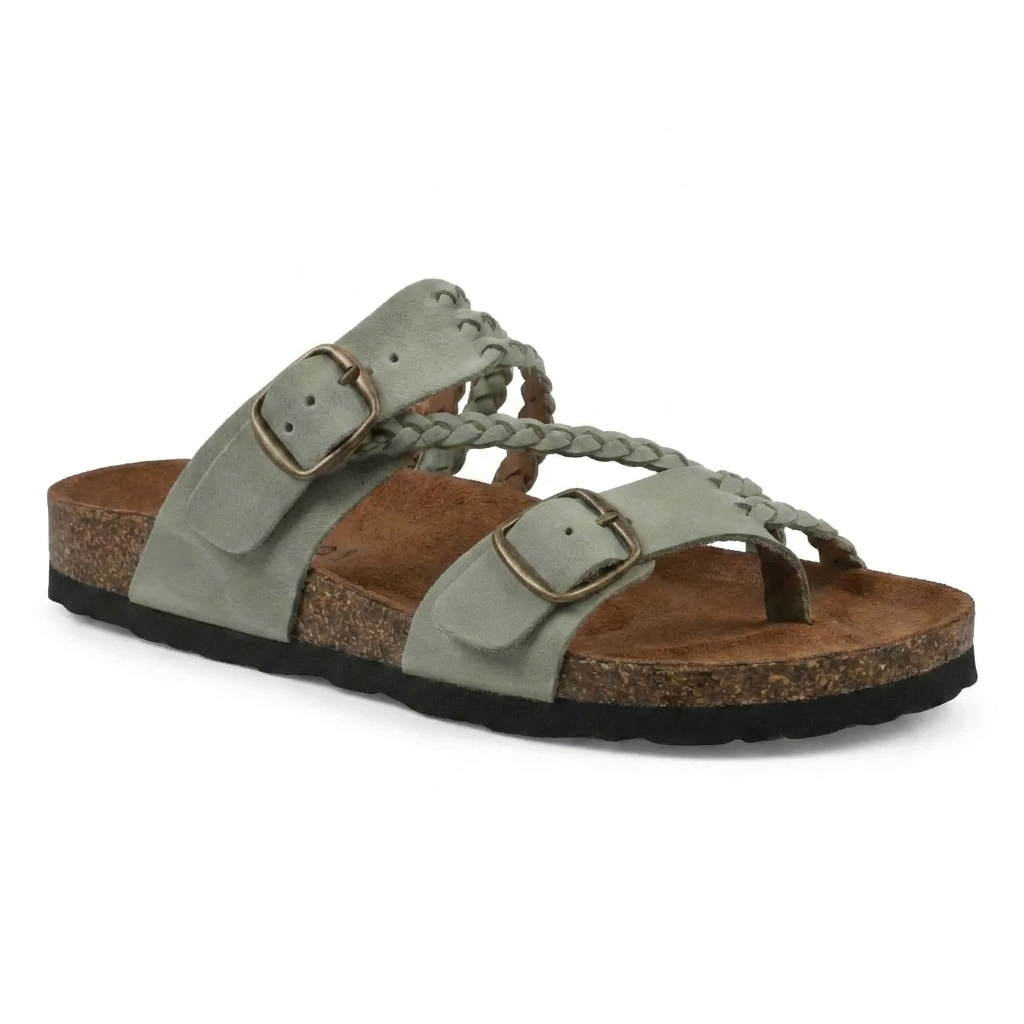 Hayleigh Braided Cork Orthopaedic Sandals – Double Buckles