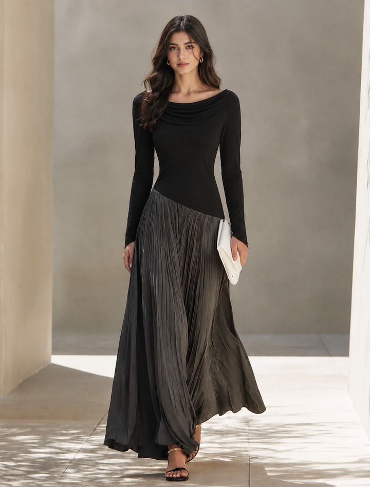 Women's Effortless Two-Tone Color-Block Maxi Dress for Spring