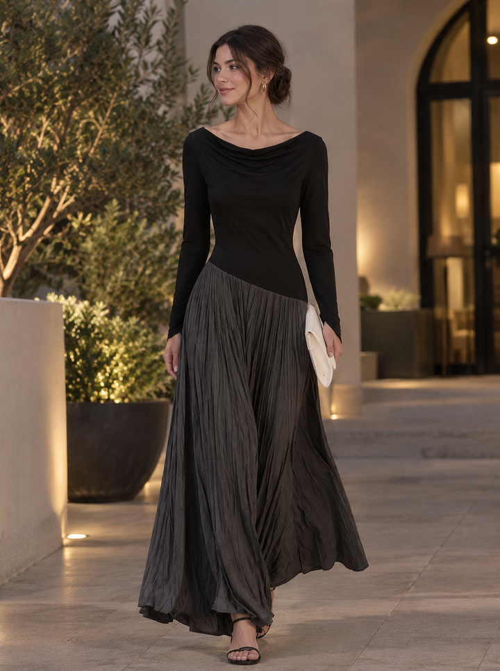 Women's Effortless Two-Tone Color-Block Maxi Dress for Spring