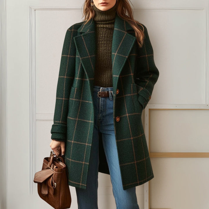 Wilshire | Long Tweed Plaid Coat