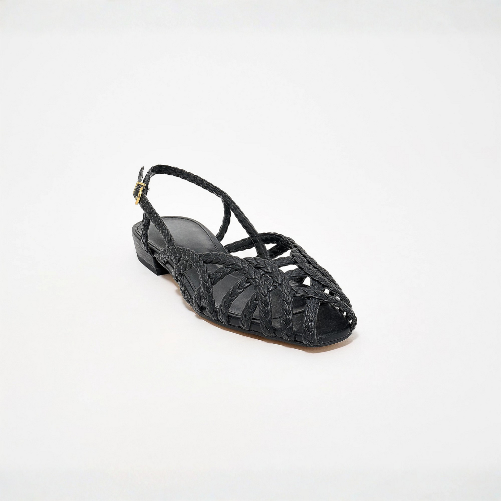 Aria - Braided Leather Slingback Flats