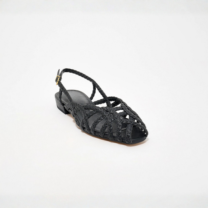 Aria - Braided Leather Slingback Flats
