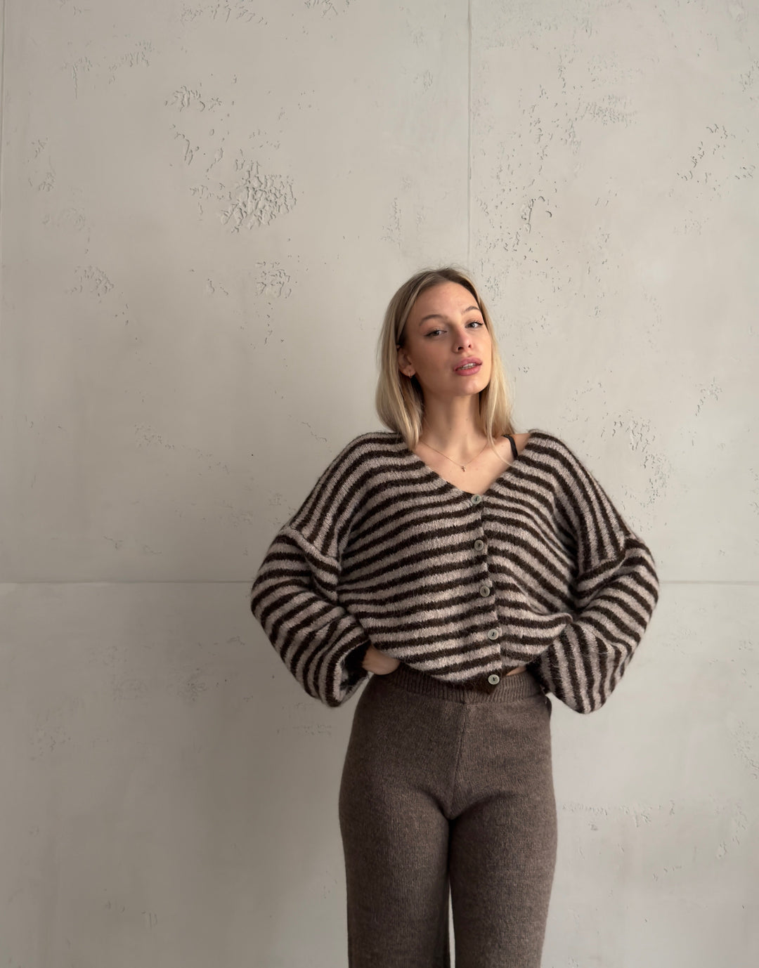 Clovelly - Striped Cardigan with a V-neck