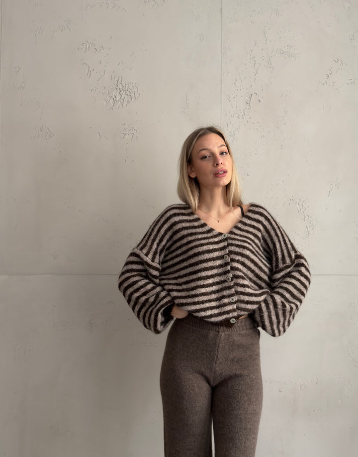 Clovelly - Striped Cardigan with a V-neck