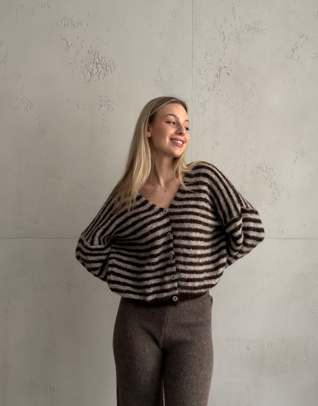 Clovelly - Striped Cardigan with a V-neck
