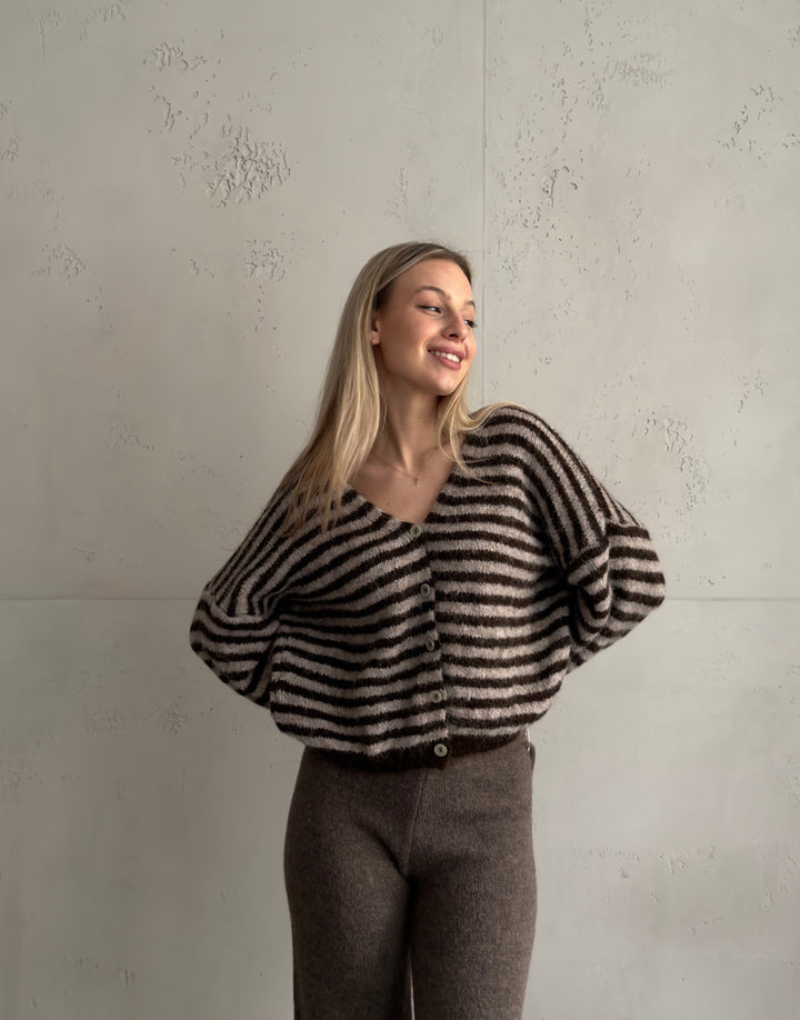 Clovelly - Striped Cardigan with a V-neck