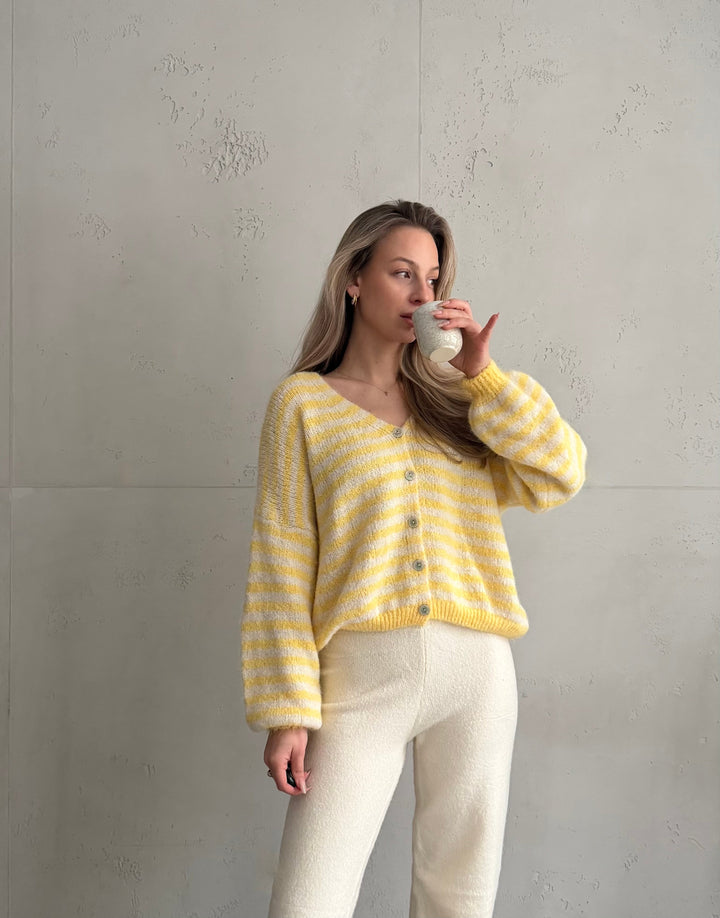 Clovelly - Striped Cardigan with a V-neck