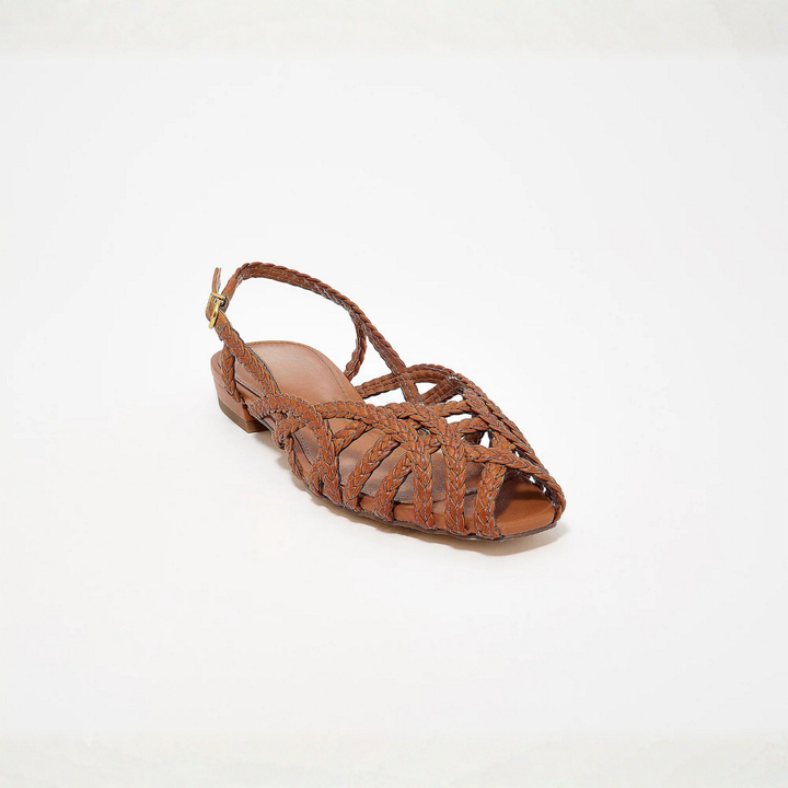 Aria - Braided Leather Slingback Flats