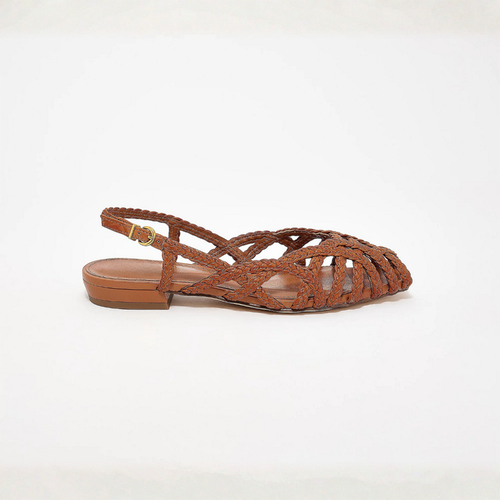 Aria - Braided Leather Slingback Flats