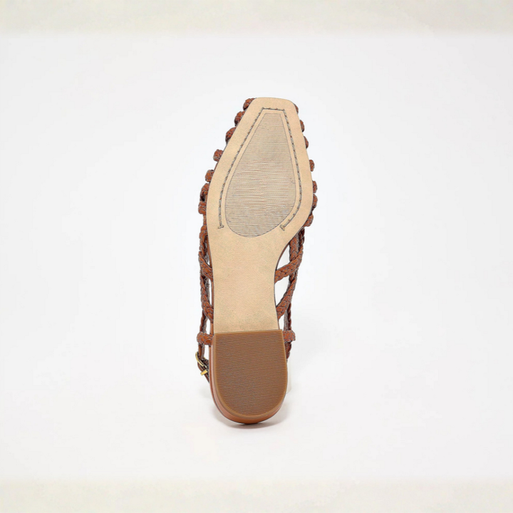 Aria - Braided Leather Slingback Flats
