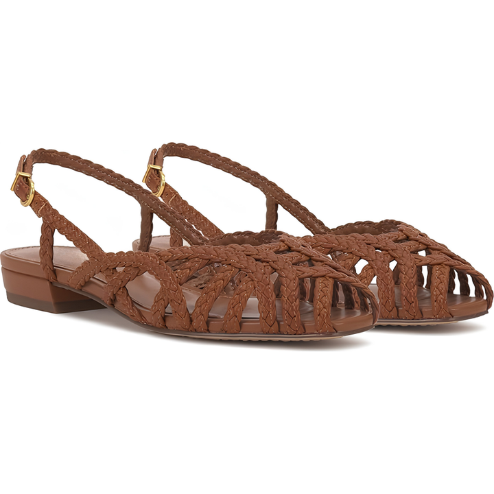 Aria - Braided Leather Slingback Flats