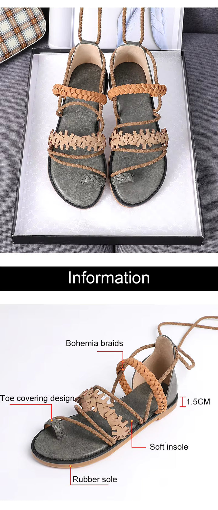 Marrakech Braided Gladiator Boho Sandals