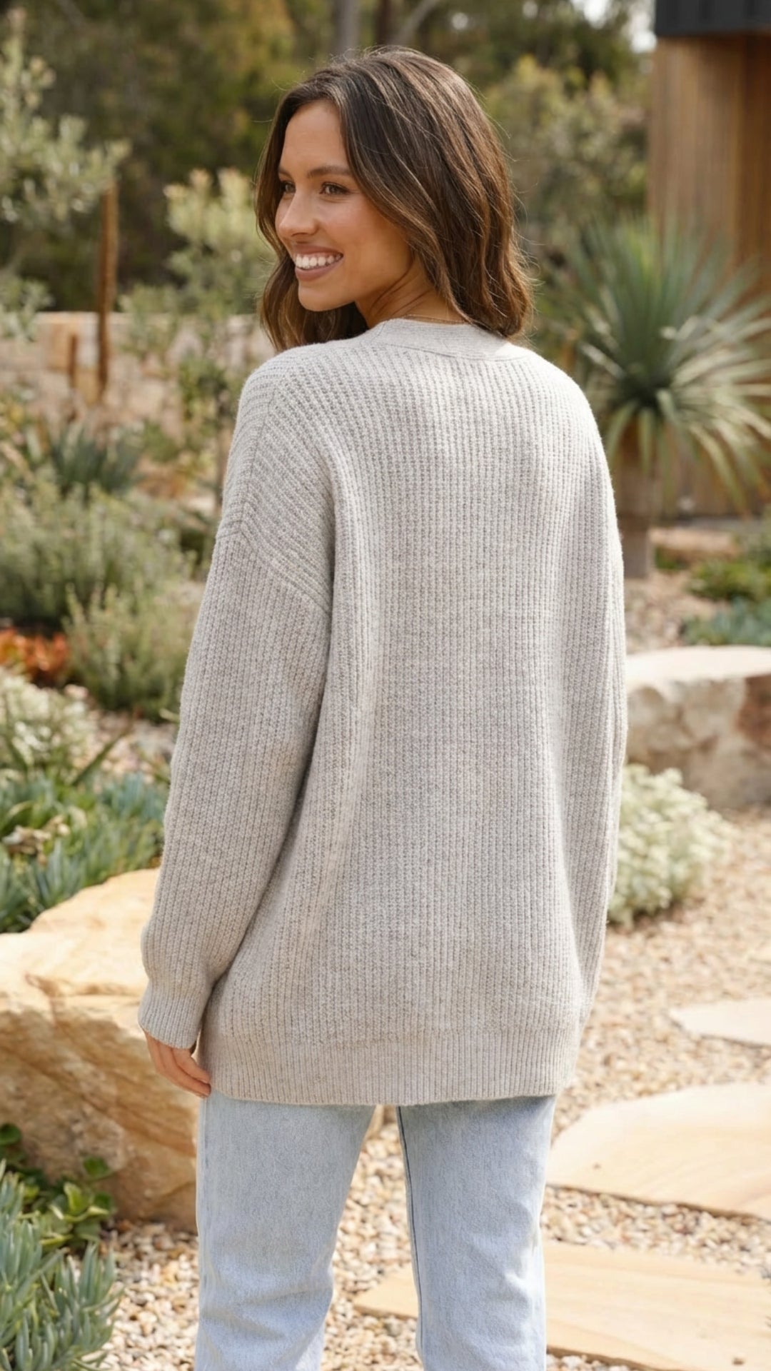 Women’s Button-Up Knit Cardigan with Long Sleeves