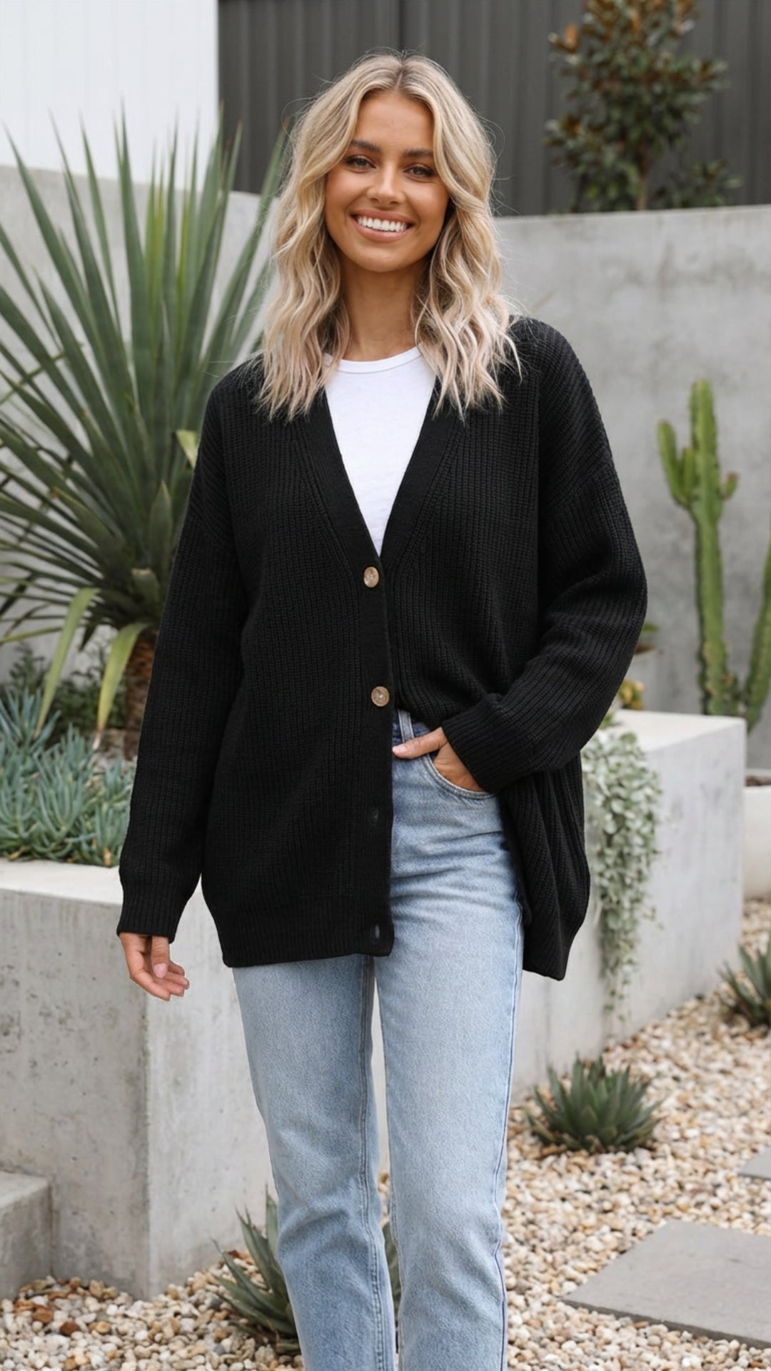 Women's Long Button Up Knit Cardigan