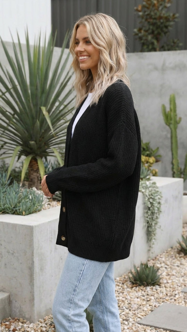 Women's Long Button Up Knit Cardigan