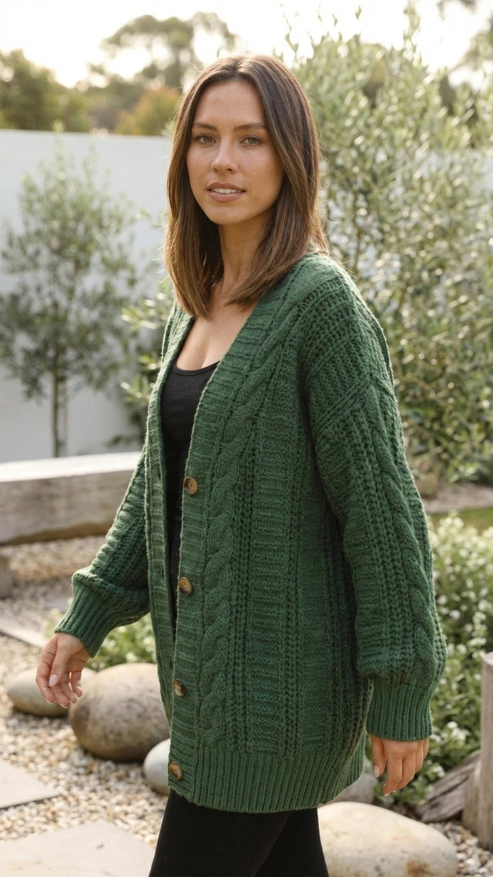 Women's Oversized Cable Knit Cardigan