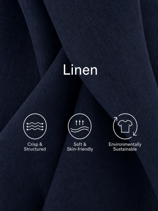 Women's Minimalist Commuter Style Navy Blue Linen Round Neck Asymmetric Buttons Side Pocket Sleeveless Mini Dress MDZ0395F6GMJ