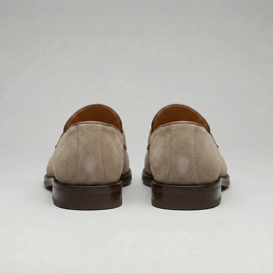 Men's Beige Suede Penny Loafers