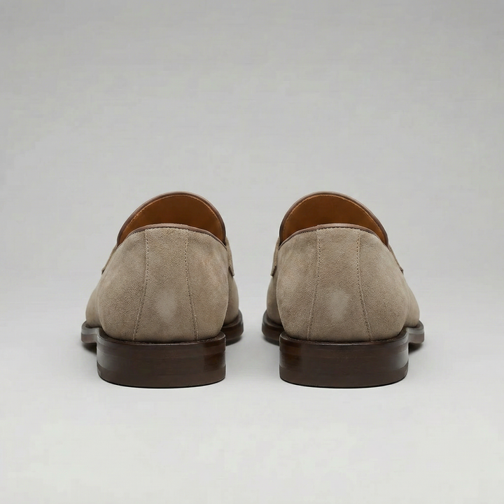 Men's Beige Suede Penny Loafers
