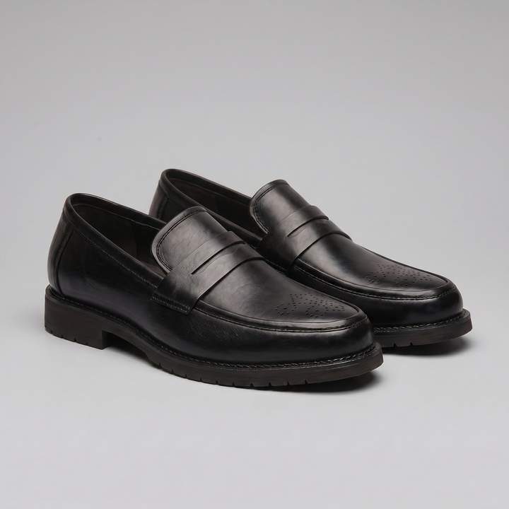 Men's Penny Loafers with Brogue Details