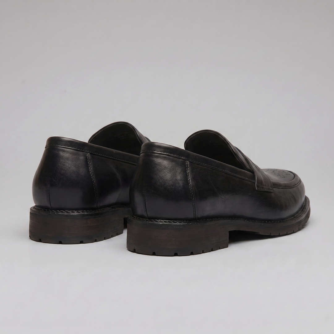 Men's Penny Loafers with Brogue Details