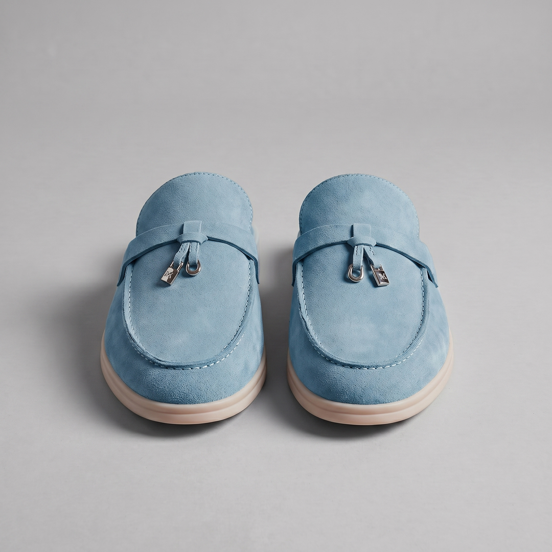 Men's Suede Metal Buckle Loafer Mules
