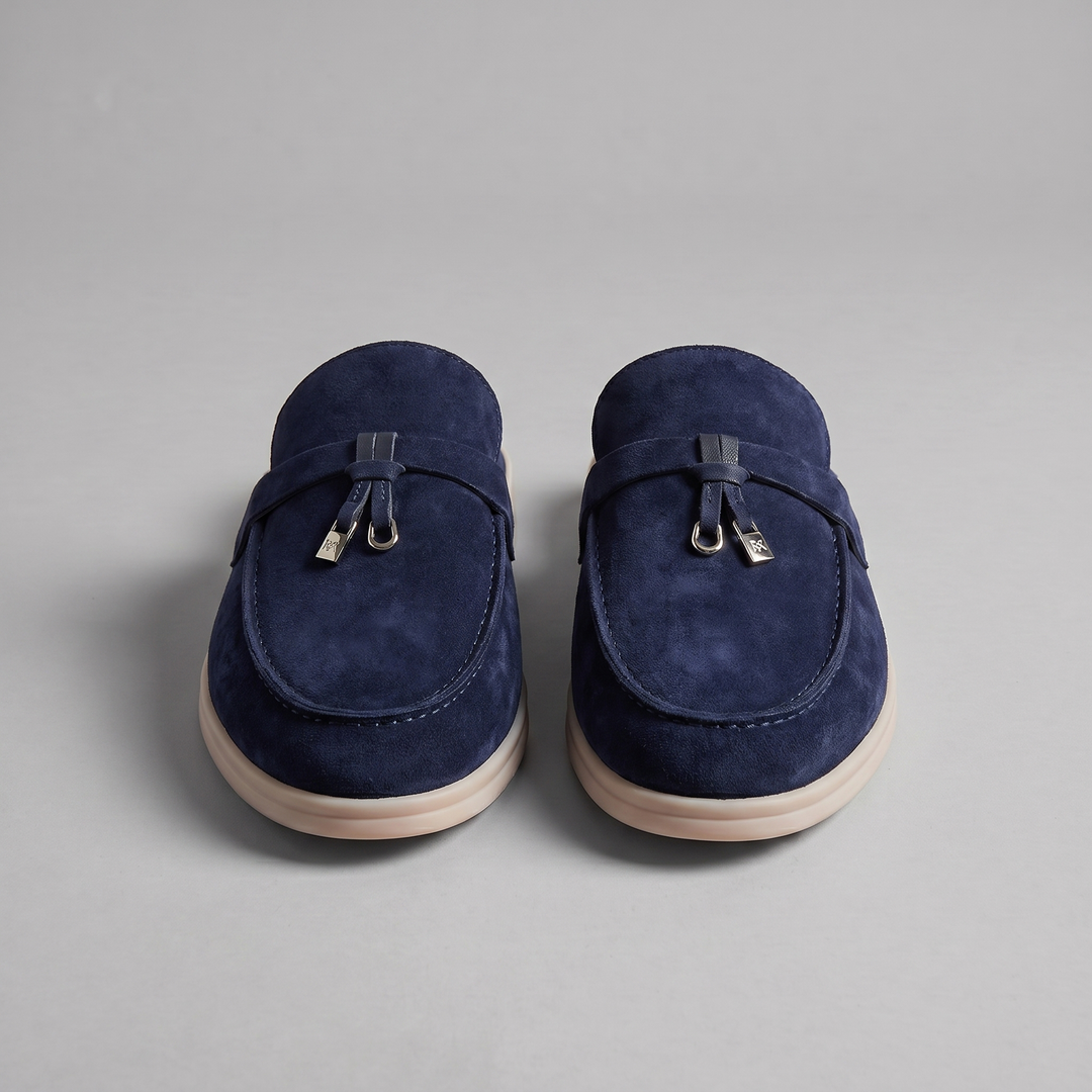 Men's Suede Metal Buckle Loafer Mules