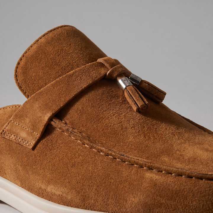 Men's Suede Metal Buckle Loafer Mules