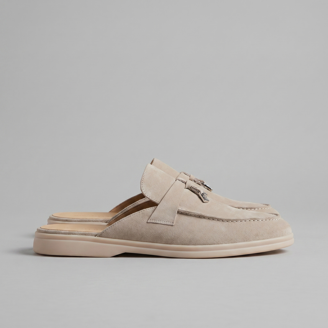 Men's Suede Metal Buckle Loafer Mules