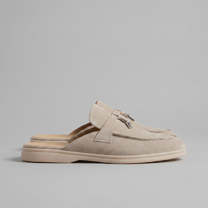 Men's Suede Metal Buckle Loafer Mules