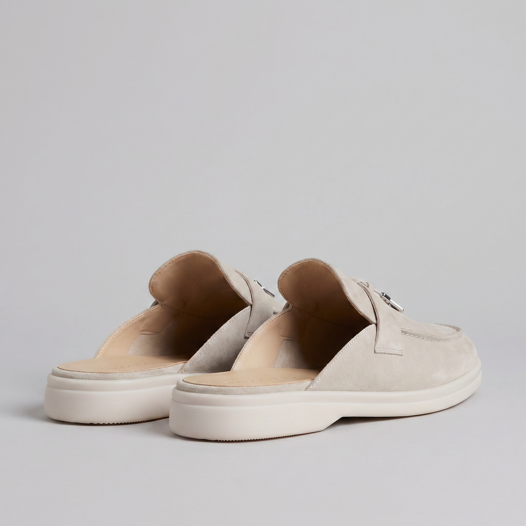 Men's Suede Metal Buckle Loafer Mules