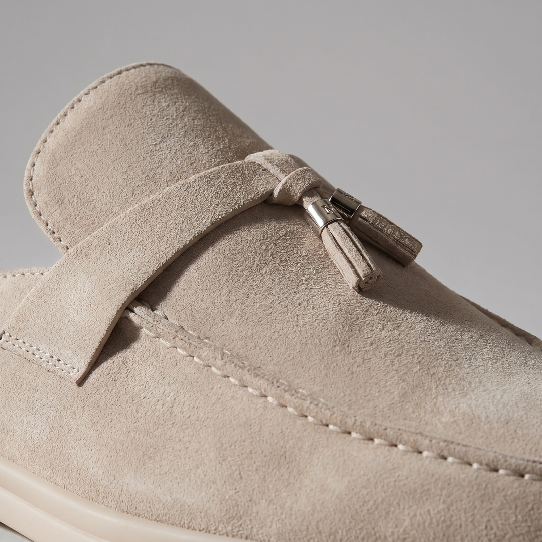 Men's Suede Metal Buckle Loafer Mules