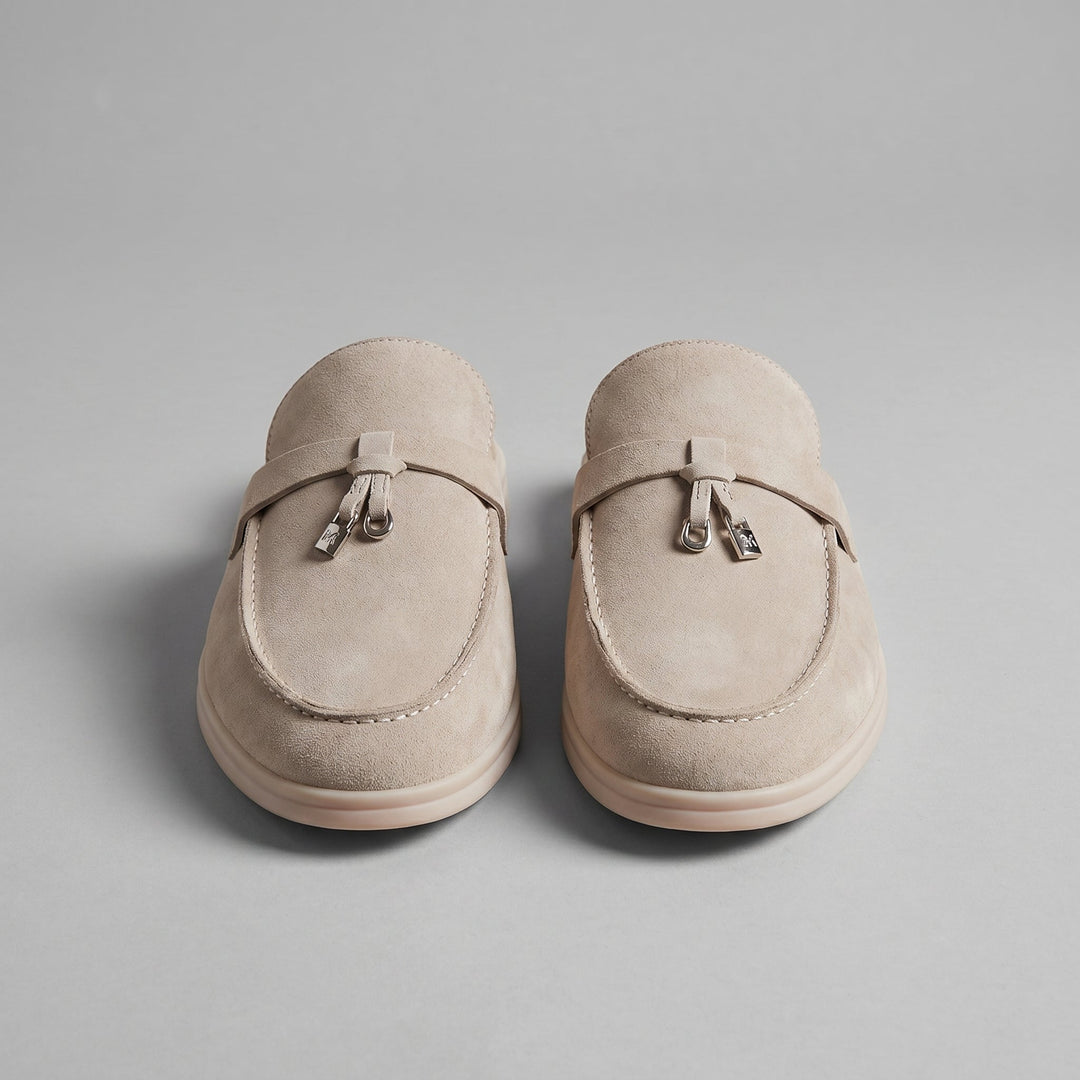 Men's Suede Metal Buckle Loafer Mules