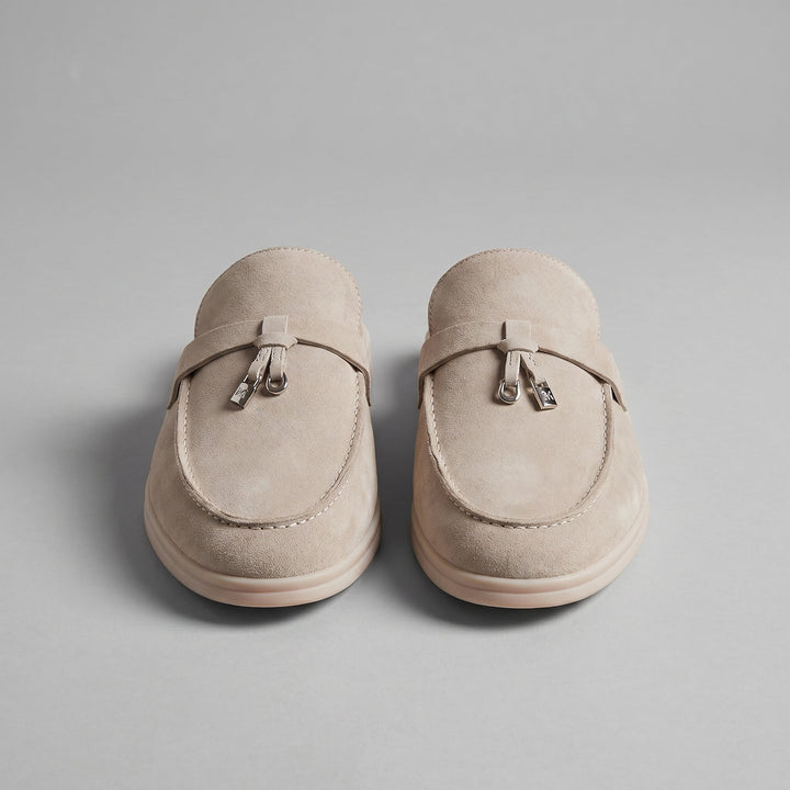 Men's Suede Metal Buckle Loafer Mules